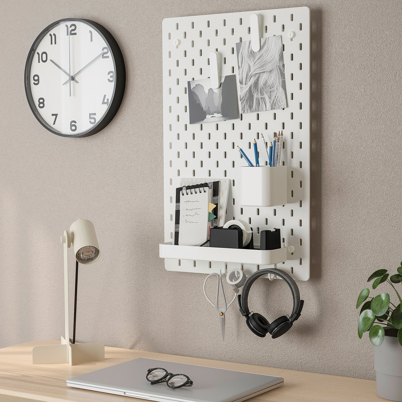 SKÅDIS pegboard combination, white, 36x56 cm