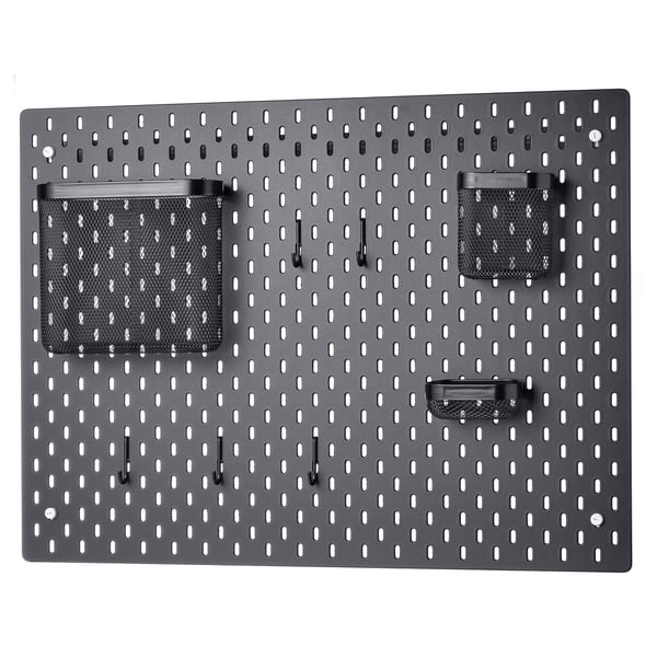 SKÅDIS pegboard combination, black, 76x56 cm
