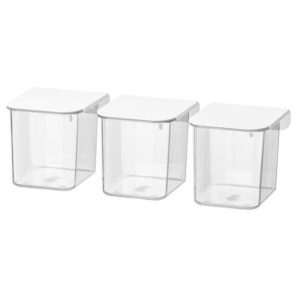 SKÅDIS container with lid, white, 7x8x8.5 cm, 3 pack