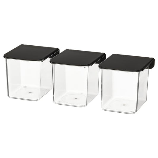 SKÅDIS - SKÅDIS Container with lid, transparent/black