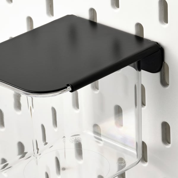 SKÅDIS container with lid, transparent/black, 7x8x8.5 cm, 3 pack