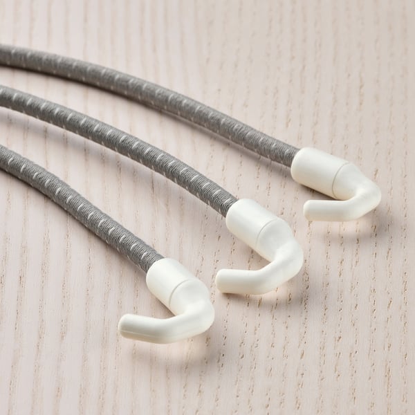 SKÅDIS elastic cord, grey, 3 pack