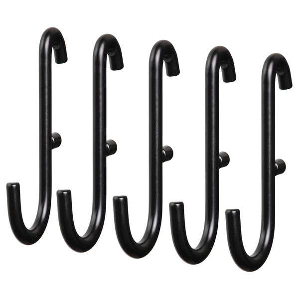 SKÅDIS hook, black, 5 pack