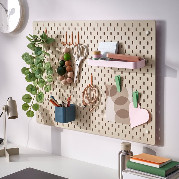 SKÅDIS - Storage panel, beige/pink,76x56 cm