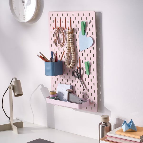 SKÅDIS - SKÅDIS Pegboard, beige/pink, 36x56 cm