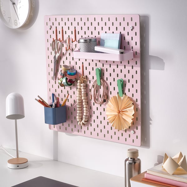 SKÅDIS pegboard, beige/pink, 56x56 cm