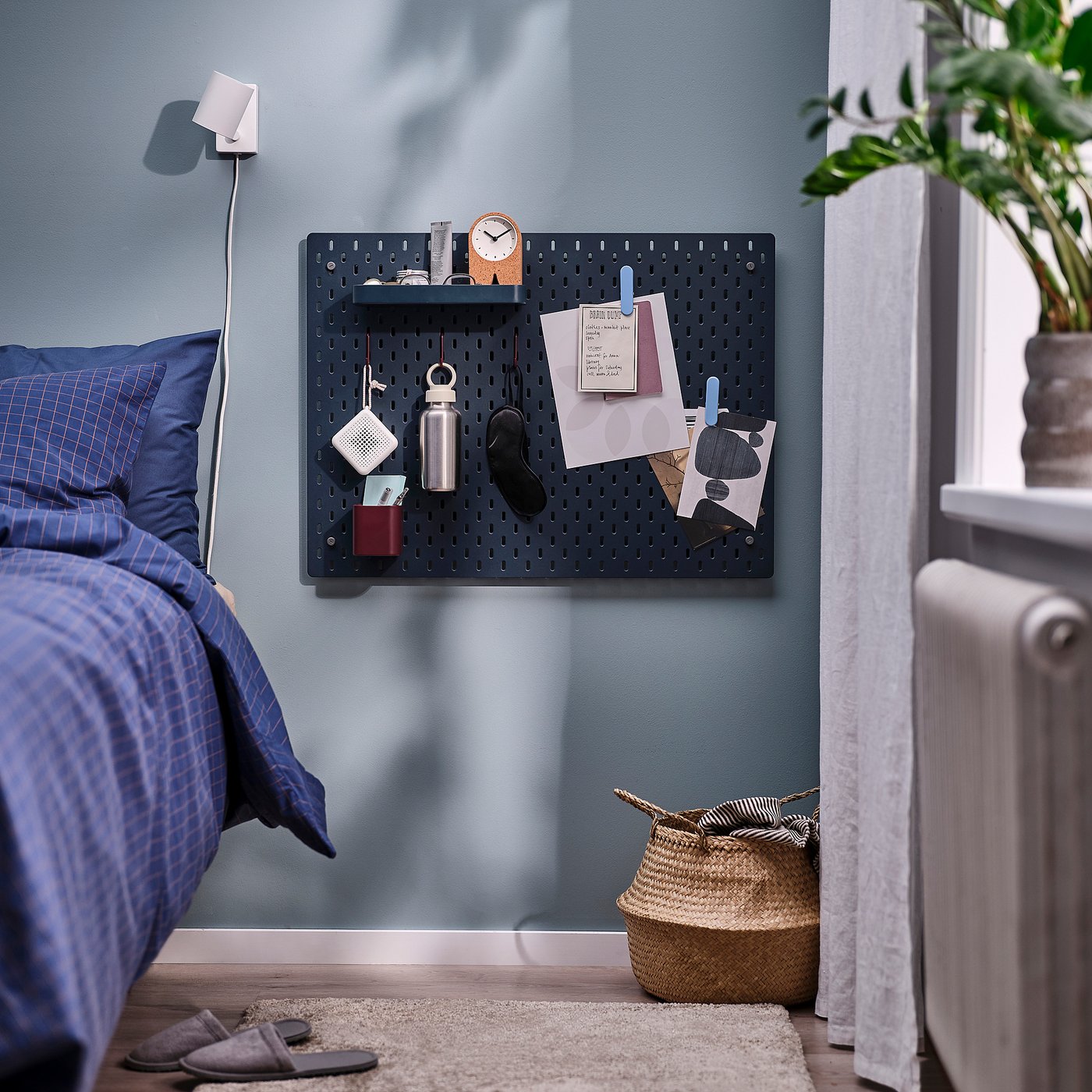 SKÅDIS pegboard, double sided/dark grey-blue dark lilac-red, 76x56 cm