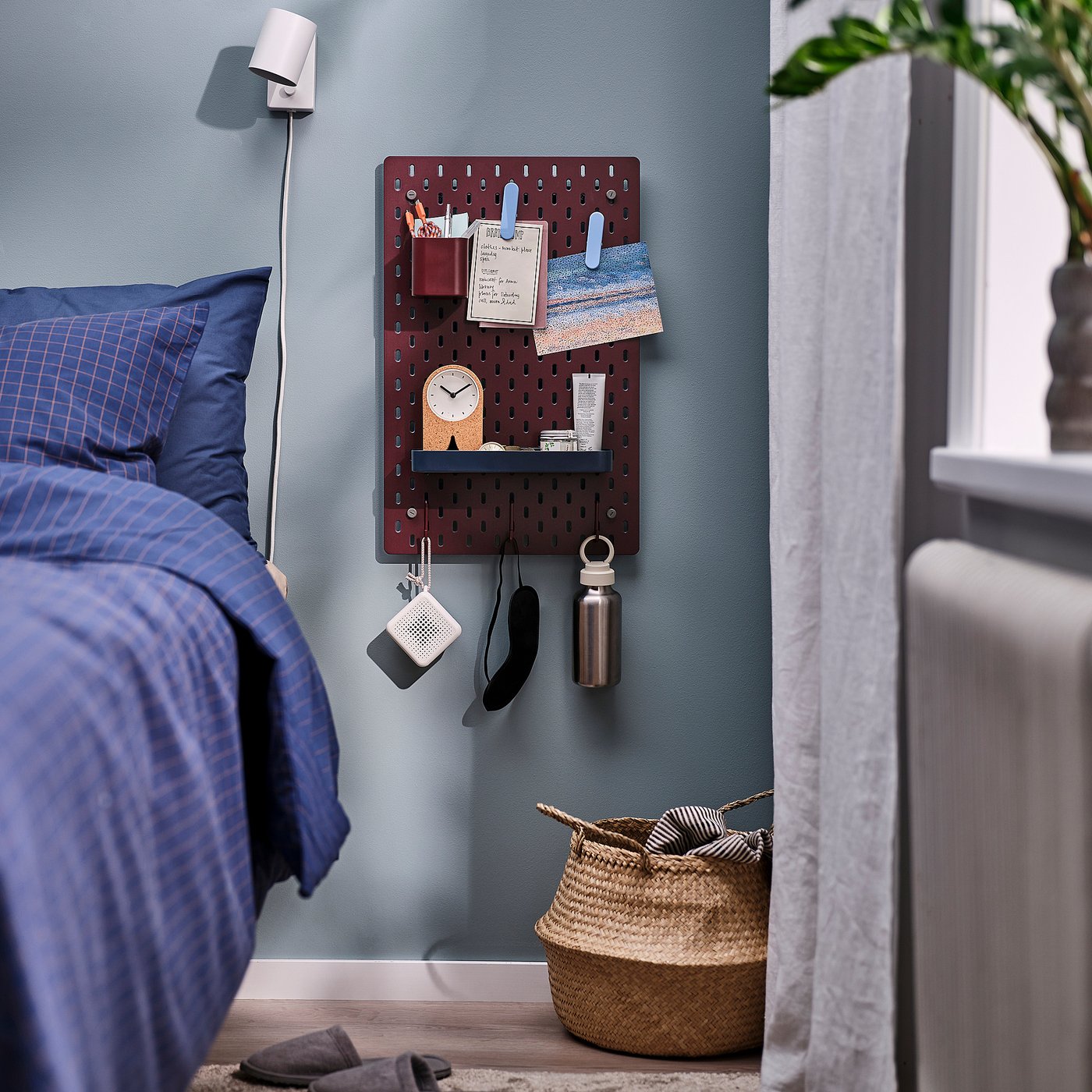 SKÅDIS pegboard, double sided/dark grey-blue dark lilac-red, 36x56 cm