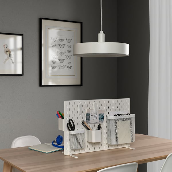 SKÅDIS freestanding peg board, white, 56x37 cm