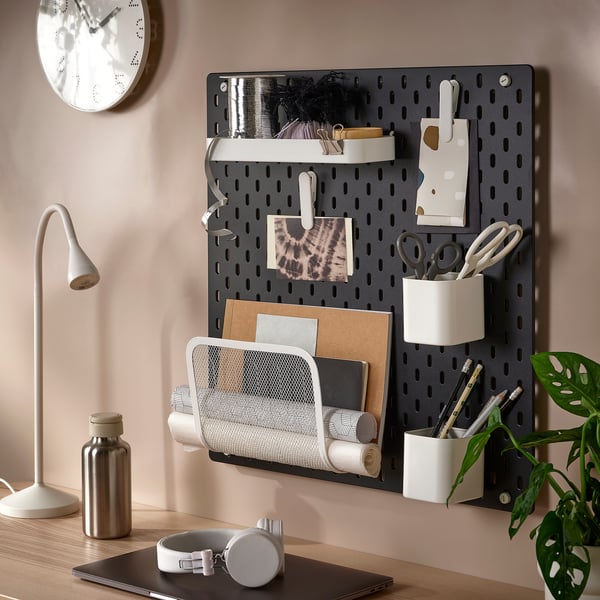 SKÅDIS pegboard, black, 56x56 cm