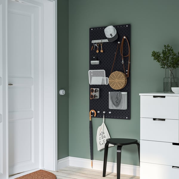 SKÅDIS pegboard, black, 56x56 cm