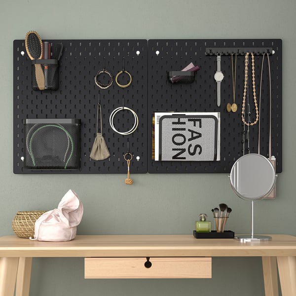 SKÅDIS pegboard, black, 56x56 cm