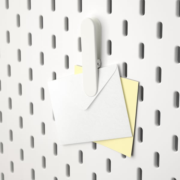 SKÅDIS clip, white, 2x8 cm, 2 pack