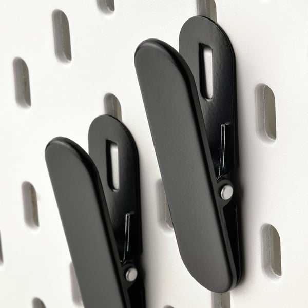 SKÅDIS clip, black, 2x8 cm, 2 pack
