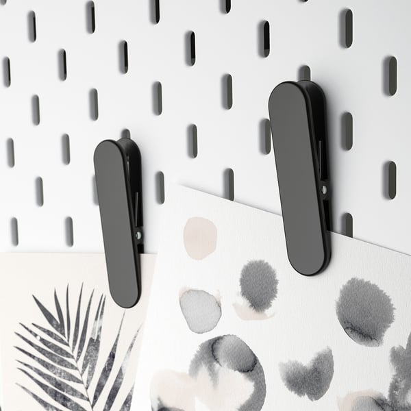 SKÅDIS clip, black, 2x8 cm, 2 pack