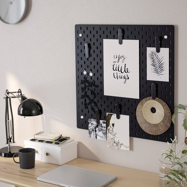 SKÅDIS clip, black, 2x8 cm, 2 pack