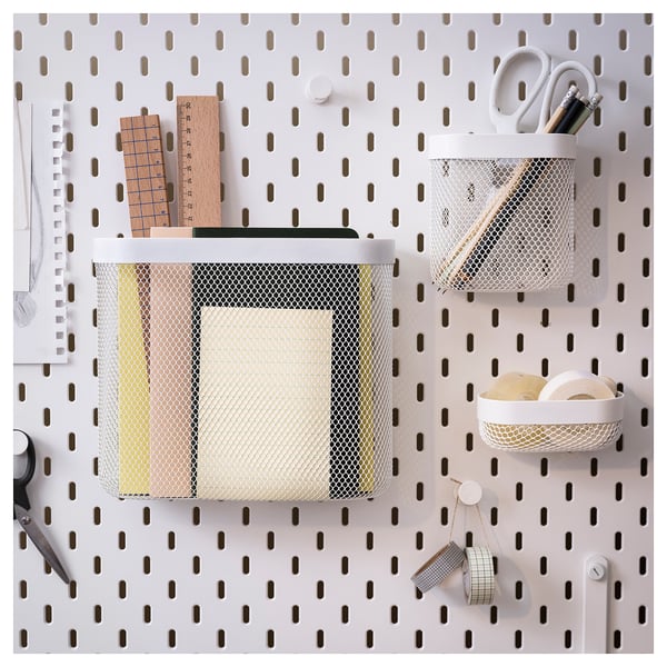SKÅDIS storage basket, set of 3, white