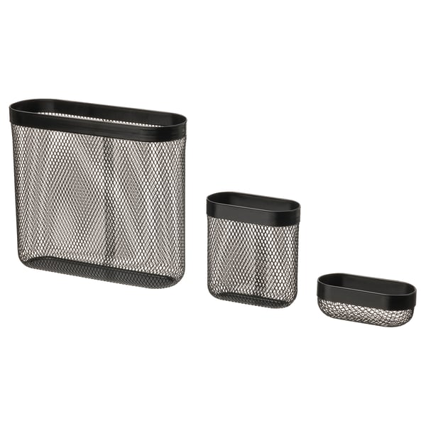 SKÅDIS - Set of 3 baskets, black