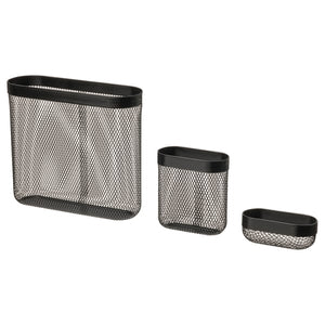 SKÅDIS storage basket, set of 3, black