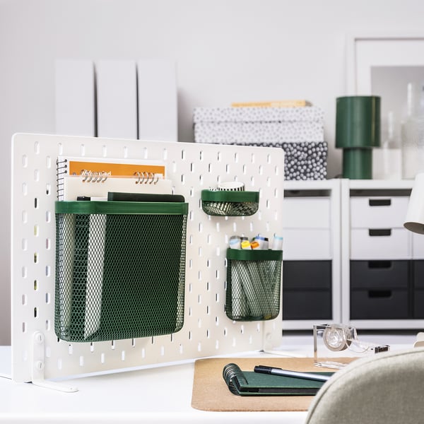 SKÅDIS storage basket, set of 3, green