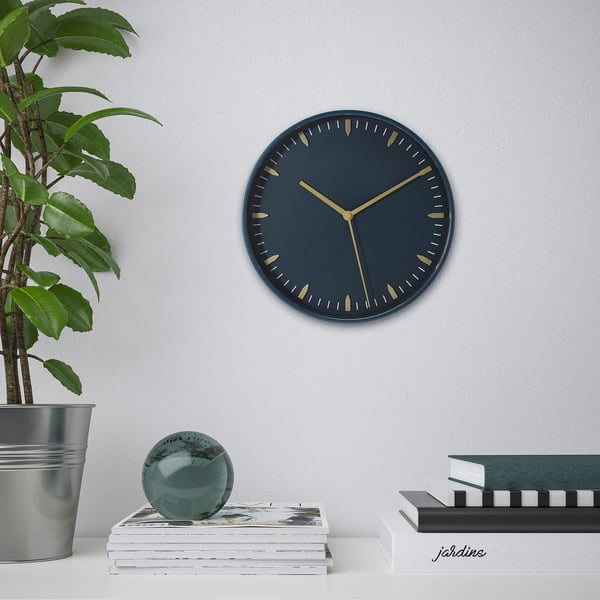 SKÄRIG wall clock, blue, 26 cm