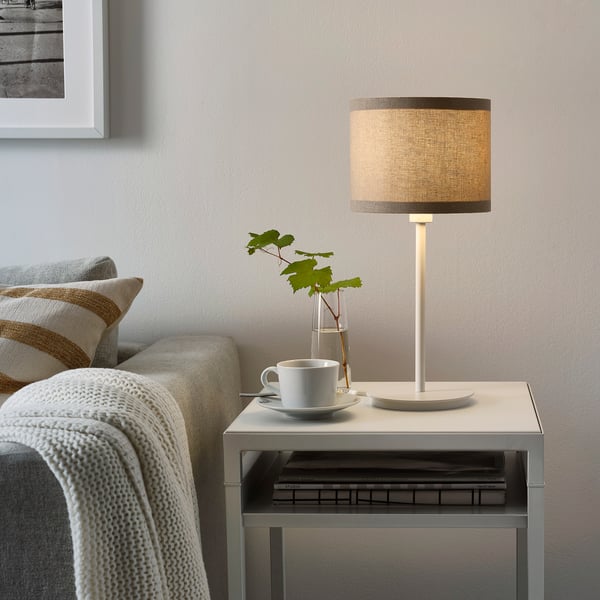 SKAFTET table lamp base, white, 30 cm