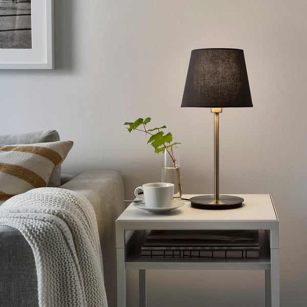 SKAFTET table lamp base, nickel-plated, 30 cm