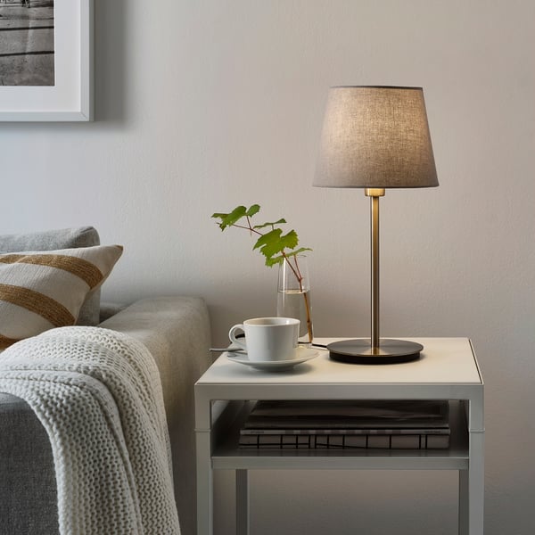 SKAFTET table lamp base, nickel-plated, 30 cm