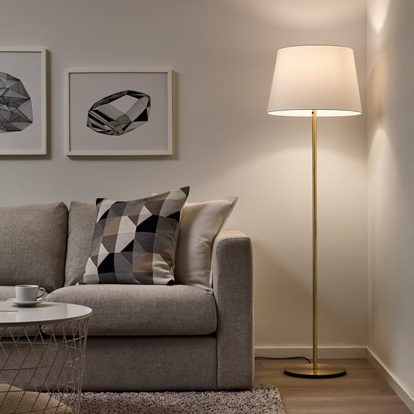 SKAFTET floor lamp base, brass-colour, 29 cm