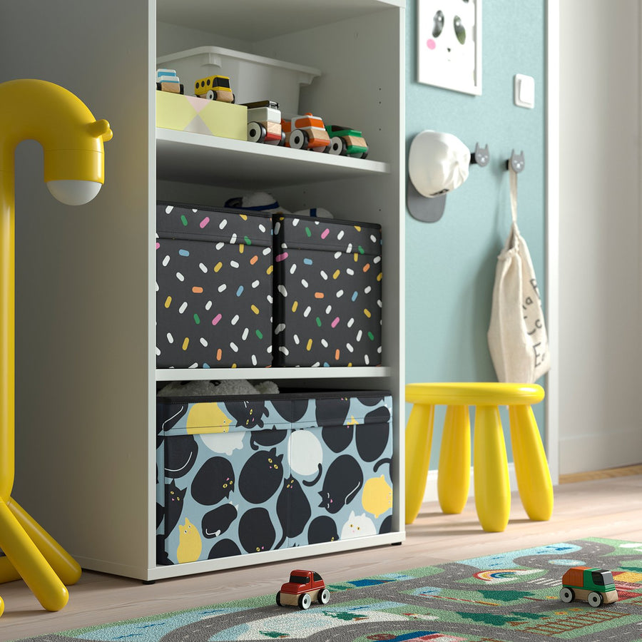 SKÅJARE box, black/blue, 53x26x37 cm