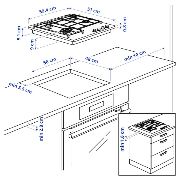 SKÅLAN Gas cooktop, 300 black, 59 cm , 59 cm