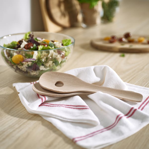 SKALLKNEKT 2-piece salad servers set, solid birch