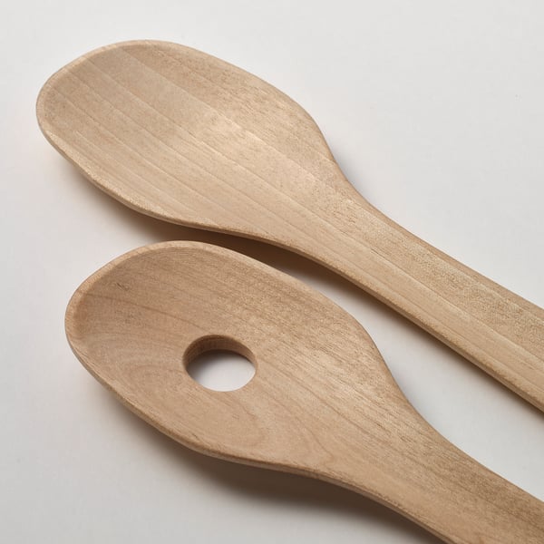 SKALLKNEKT 2-piece salad servers set, solid birch