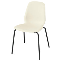 SKÅLSTA chair, plastic beige/tubular metal/black-grey, 52x81x50 cm