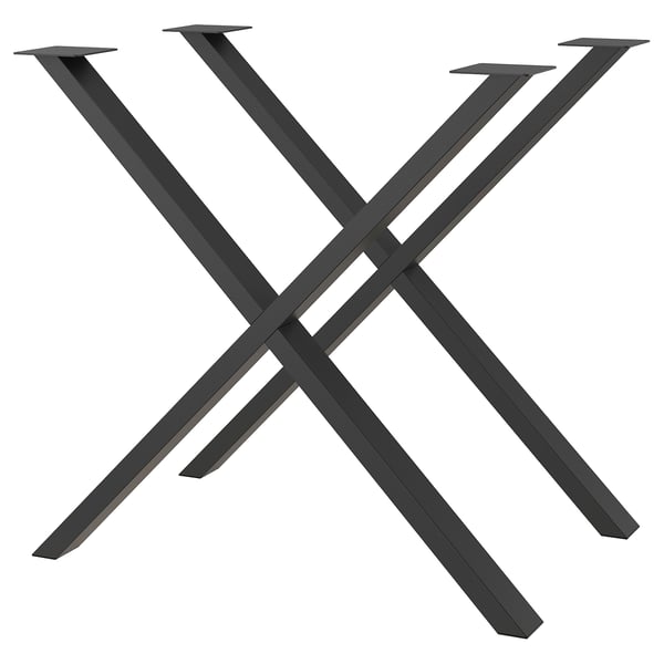 SKÅLSTA table leg, X-shaped black-grey