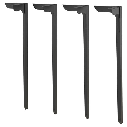 SKÅLSTA table leg, straight black-grey, 4 cm, 4 pack