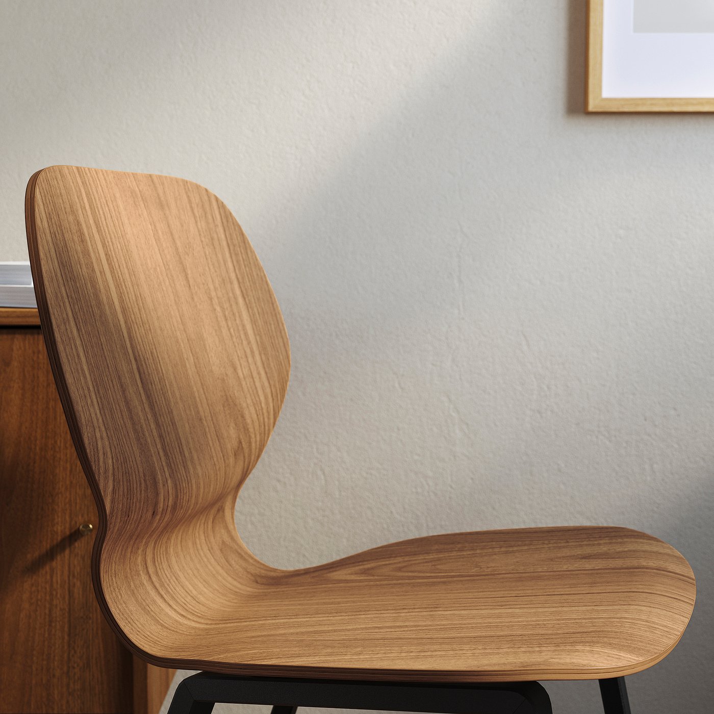 SKÅLSTA chair, walnut veneer/profiled metal/black-grey