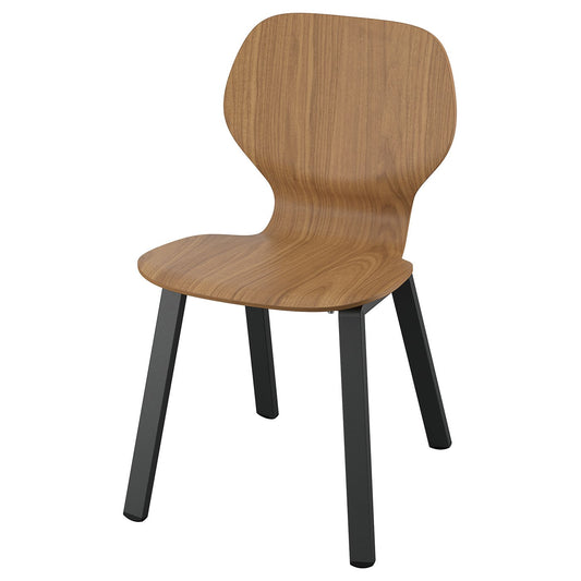 SKÅLSTA chair, walnut veneer/profiled metal/black-grey