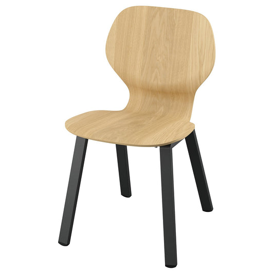 SKÅLSTA chair, oak veneer/profiled metal/black-grey