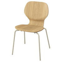 SKÅLSTA chair, oak veneer/tubular metal/light grey-beige, 52x82x50 cm