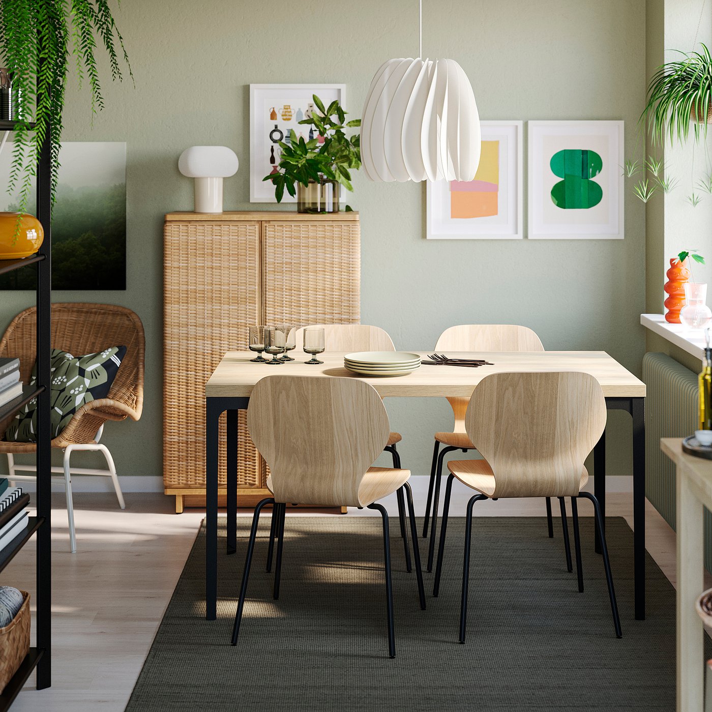 SKÅLSTA chair, oak veneer/tubular metal/black-grey, 45x82x50 cm