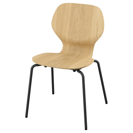 SKÅLSTA chair, oak veneer/tubular metal/black-grey, 45x82x50 cm