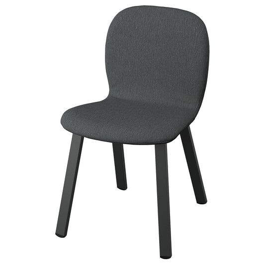 SKÅLSTA chair, Knäbäck dark grey/profiled metal/black-grey