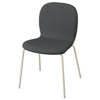 SKÅLSTA chair, Knäbäck dark grey/tubular metal/light grey-beige, 52x80x50 cm