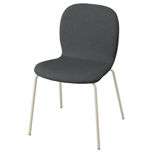 SKÅLSTA chair, Knäbäck dark grey/tubular metal/light grey-beige, 46x80x50 cm