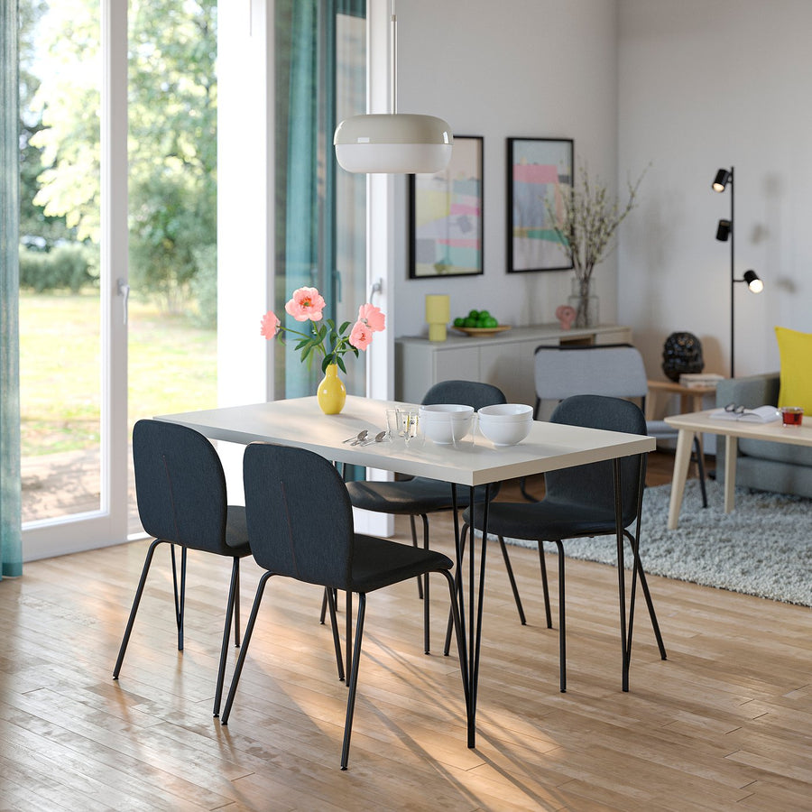 SKÅLSTA chair, Knäbäck dark grey/tubular metal/black-grey, 52x80x50 cm