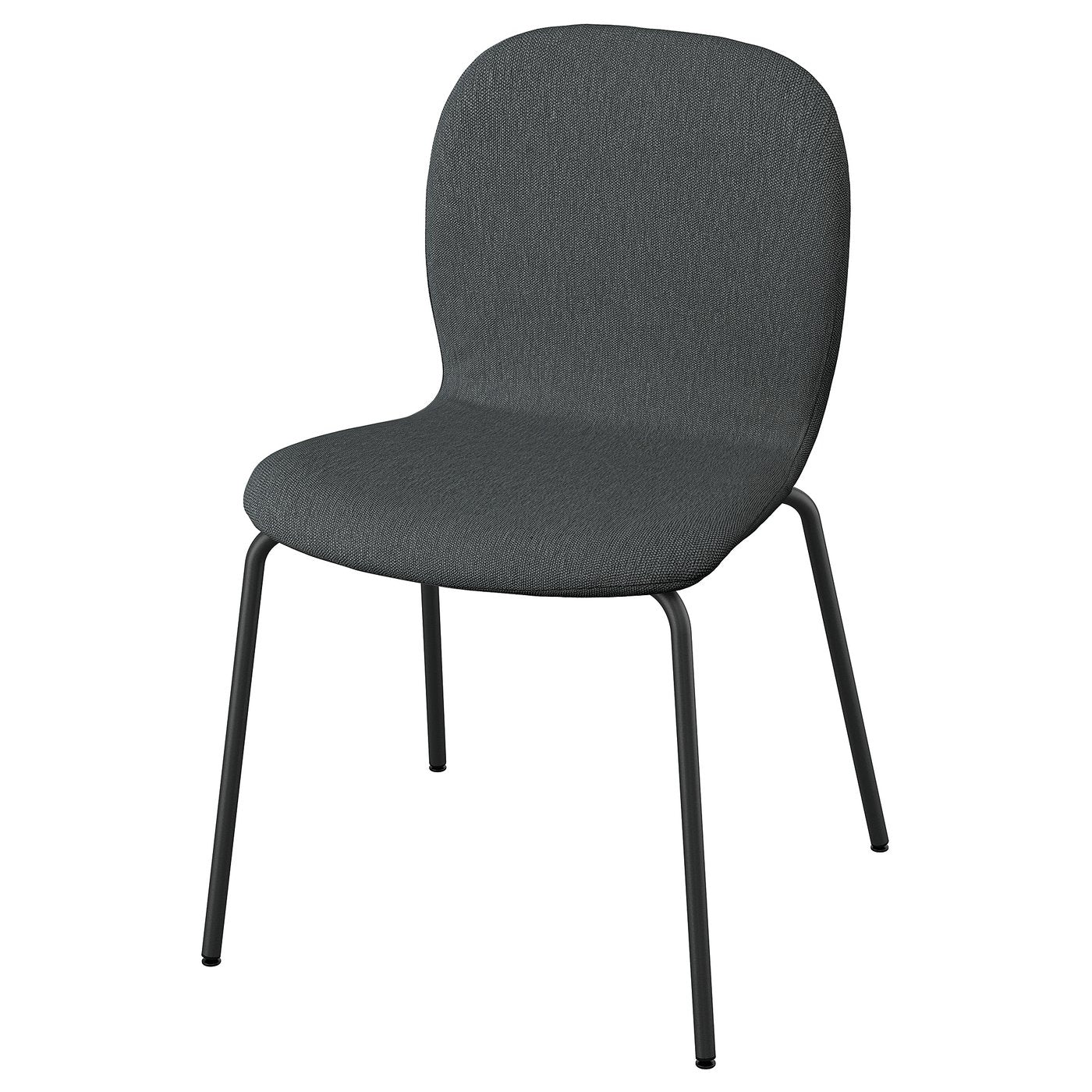 SKÅLSTA chair, Knäbäck dark grey/tubular metal/black-grey