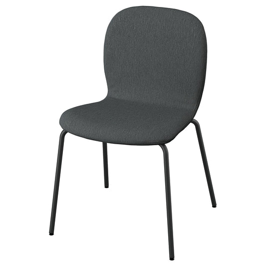 SKÅLSTA chair, Knäbäck dark grey/tubular metal/black-grey
