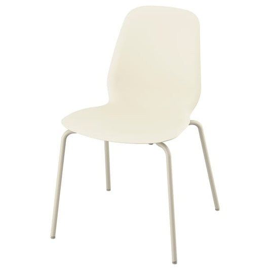 SKÅLSTA chair, beige plastic/metal tubol./light gray-beige