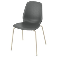 SKÅLSTA chair, plastic black/tubular metal/light grey-beige, 52x81x50 cm